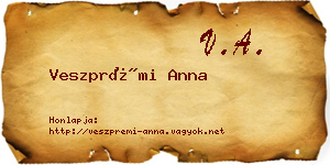 Veszprémi Anna névjegykártya